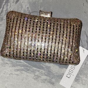 Alessia Elegant Gold Gem Detailed Evening Clutch Bnwt Ty LS